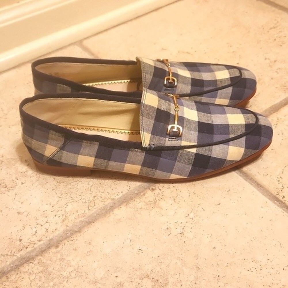 Sam Edelman Women's "Loraine" Blue Checkered Loafers Size 7.5